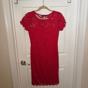 Red Lace Midi Dress
